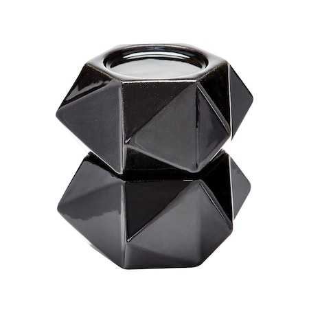 Ceramic Star Candle Holders In Black Set Of 2, Large